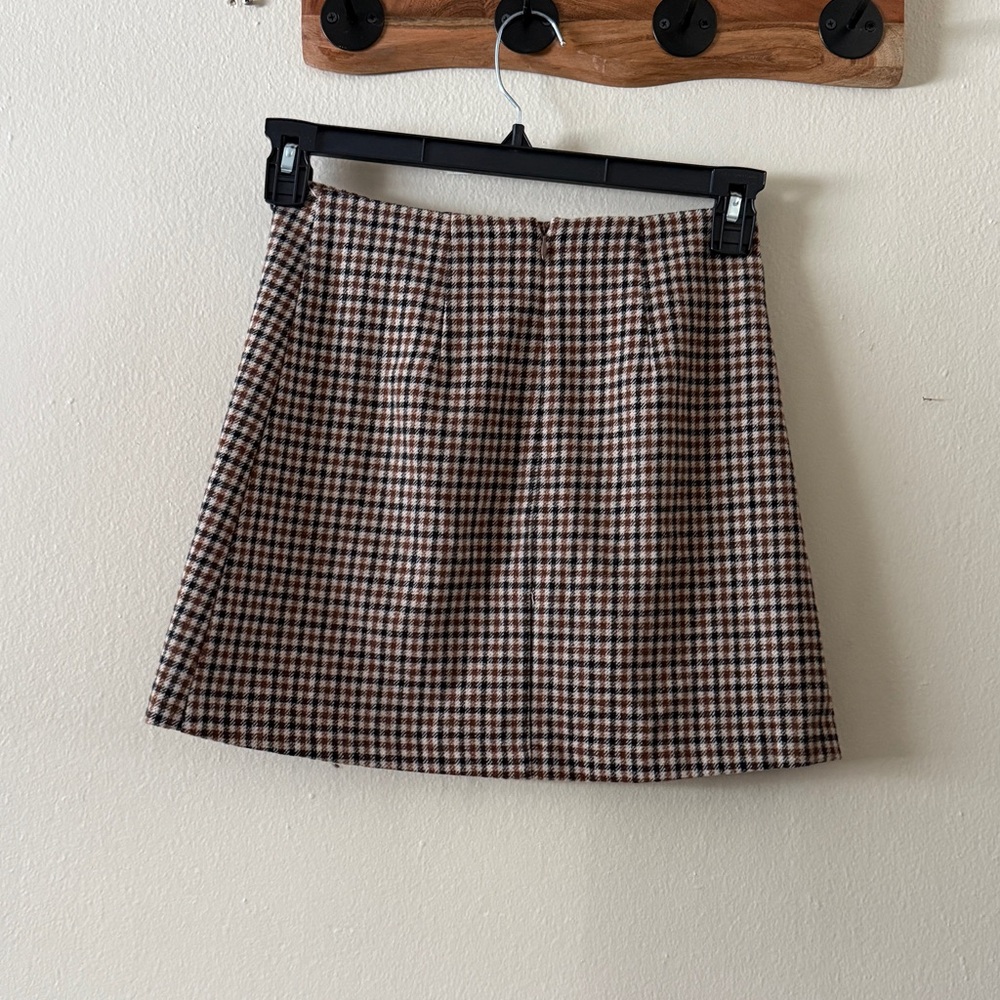 NWT ASTR the Label Wool Blend Houndstooth Plaid A-Line Mini Skirt size XS - Picture 2 of 4